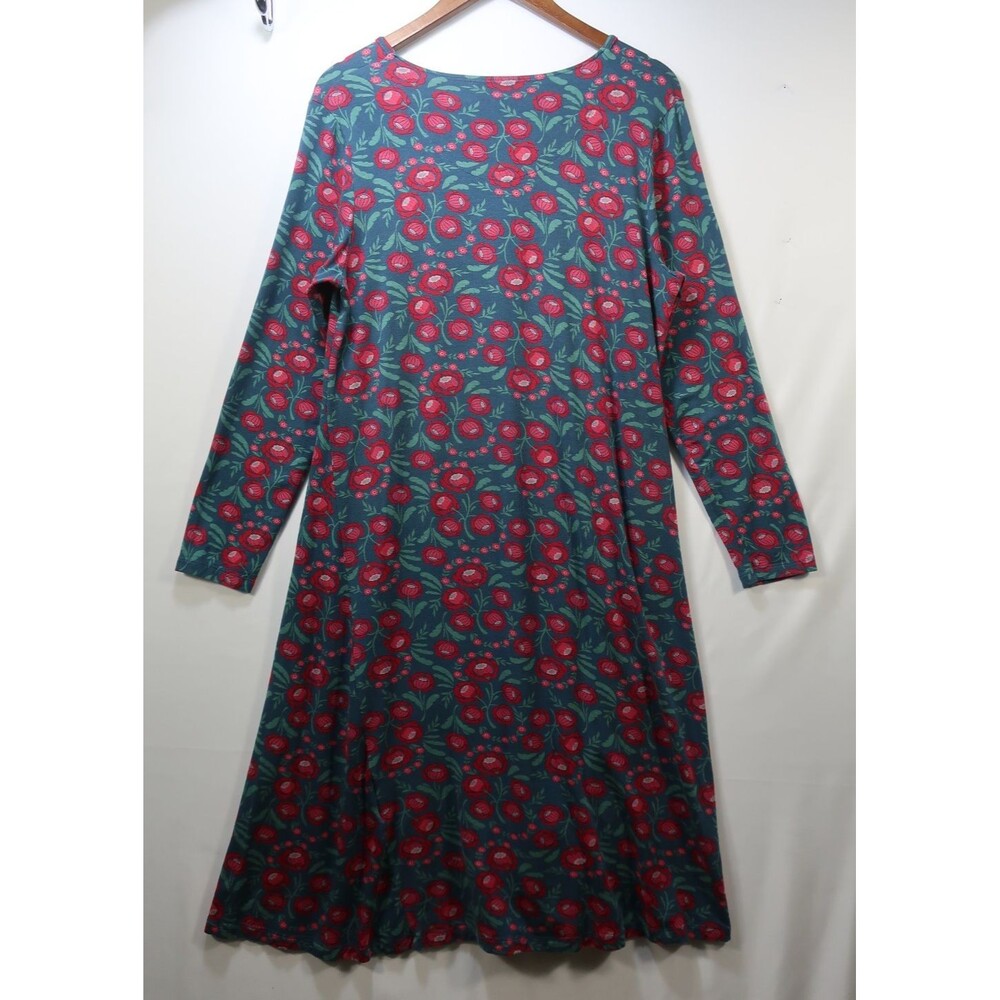 Gudrun Sjoden Floral Print Dress L Jersey Knit Lyocell Stretch Long Sleeve Boho - Picture 6 of 12